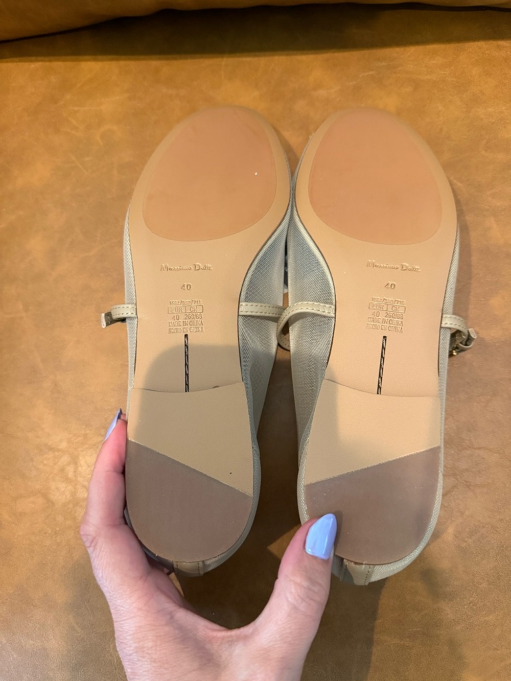 NWT Massimo Dutti Tan Mesh Ballet Flats Shoes Strap EU 40 US 9 - Picture 7 of 9